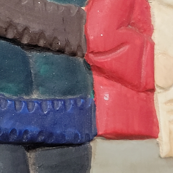 Vintage hand carved Wood hanging  plaque of Christmas Carolers HTC - Picture 4 of 16